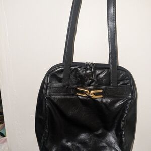 Elegant Black Leather Tote Bag
